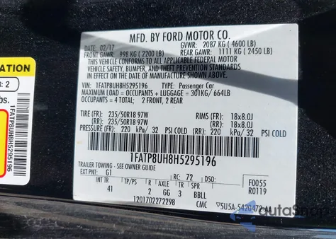 2017 Ford Mustang Ecoboost Premium из США, поврежденный, VIN 1FATP8UH8H5295196